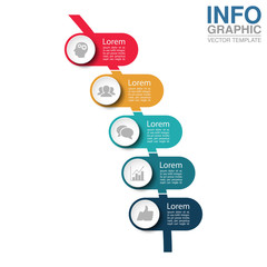 Vector infographic template for circular diagram, graph, presentation, chart, business concept with 5 options.