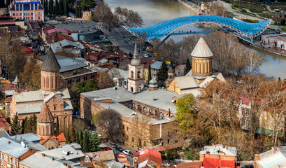 View over Tbilisi Old town and orthodox Sioni Cathedral, Georgia