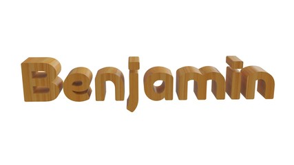Benjamin name in 3d decorative rendering with wooden texture