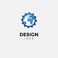 Vector logo design colorful,earth icon and gear