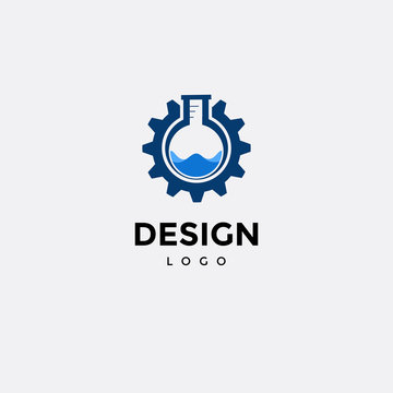 Vector logo design colorful,gear and lab icon