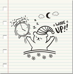 Cute bear wake up, vector illustration