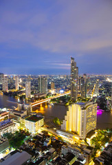 Fototapeta na wymiar Bangkok city skyline - Cityscape with Chao Phraya River in Thailand