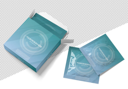Open Condom Box Mockup