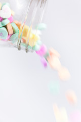 Conversation Hearts Valentine's Day Candy Pouring From A Jar