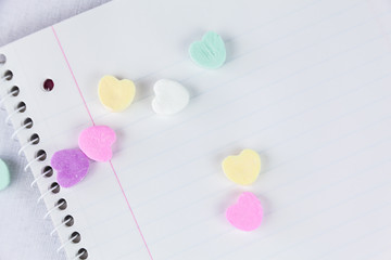 Conversation Hearts On A Spiral Notebook