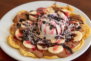 Turkish style; A delicious taste of ice cream waffles