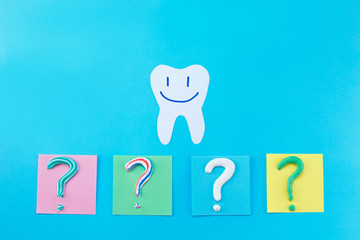 Symbol of question mark from toothpaste. Copy space for text