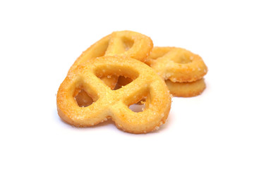  butter cookies with sugar on top isolated on white background