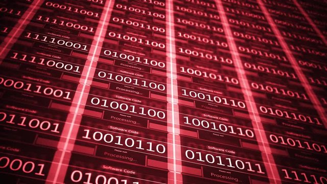 Red ominous Malware Code flickering ominously on network V2