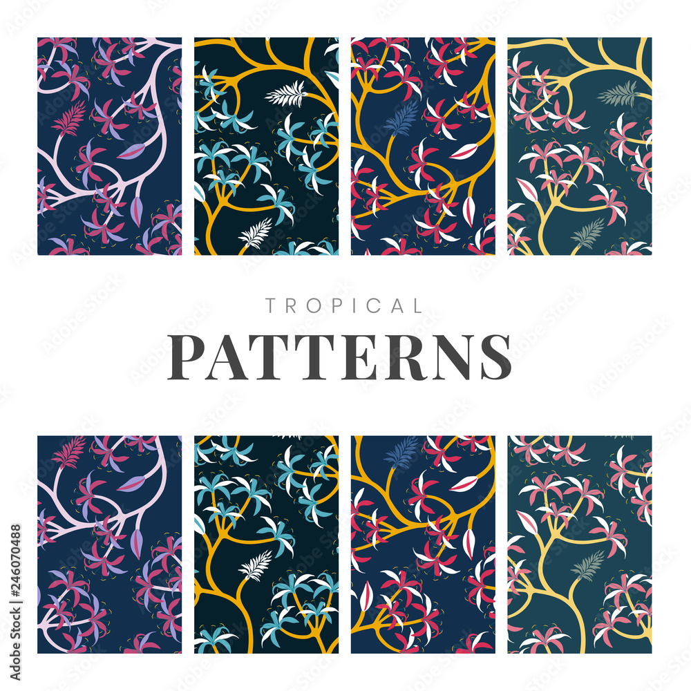 Poster nature leaf pattern design set