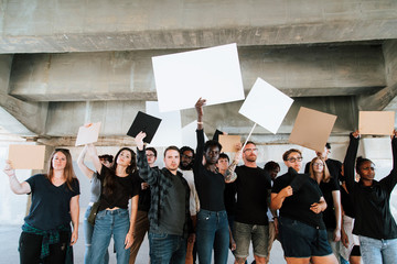 Angry activists protesting in a city