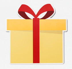 Gift icon with red ribbon vector illustration