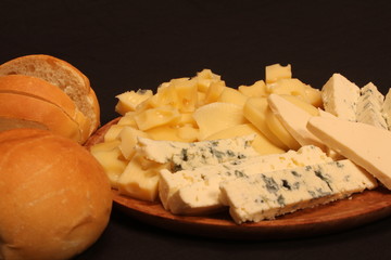 Close up Cheese platter with different cheeses