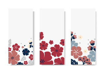 Colorful flower card template set
