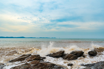 sea wave with stone at Khao Laem Ya in Mu Ko Samet National Park, Rayong, Thailand
