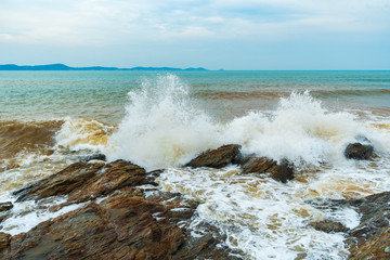 sea wave with stone at Khao Laem Ya in Mu Ko Samet National Park, Rayong, Thailand