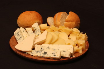 Close up Cheese platter with different cheeses