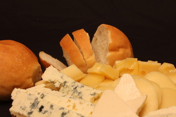 Close up Cheese platter with different cheeses