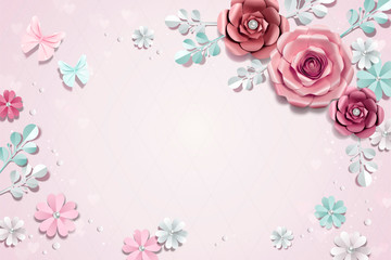 Romantic paper flowers background