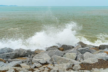 sea wave with stone at Khao Laem Ya in Mu Ko Samet National Park, Rayong, Thailand
