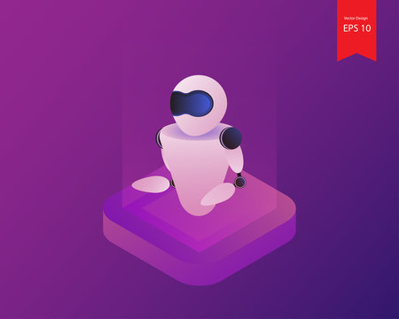 Isomatic Artificial intelligence robotic  isolate on background,3d technology icon for every design,Artificial intelligence robotic can paste everywhere