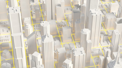 Business downtown and skyscrapers tower. 3d rendering.