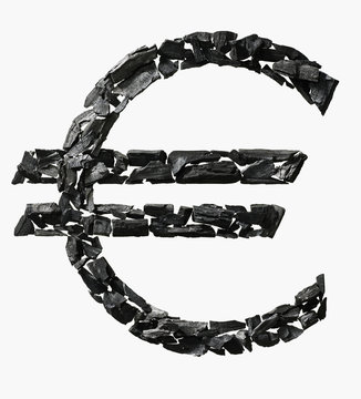 Euro Symbol made out of Coal
