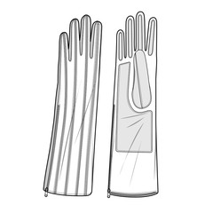 Gloves Fashion flat technical drawing vector template