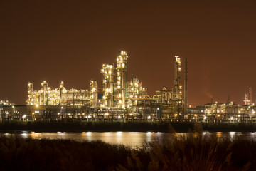 Refinery industrial plant with Industry boiler at night
