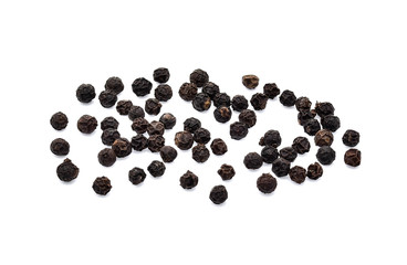 Black pepper corns isolated on white background