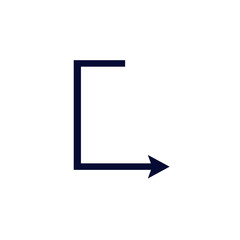 Flat design arrow vector icon for navigation and media player.