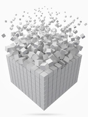 Fototapeta premium big cubic data block. made with smaller white cubes. 3d pixel style vector illustration.