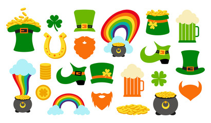 St. Saint Patricks Day icon photo booth props set.