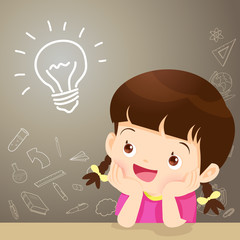 children girl thinking idea