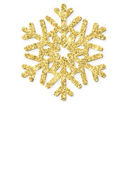 Merry Christmas card with gold glittering snowflake. EPS 10