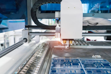 PCB Processing on CNC machine,Production of electronic components at high-tech factory