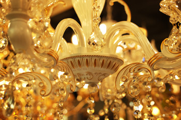 ceiling lamps, chandeliers in the store, close up