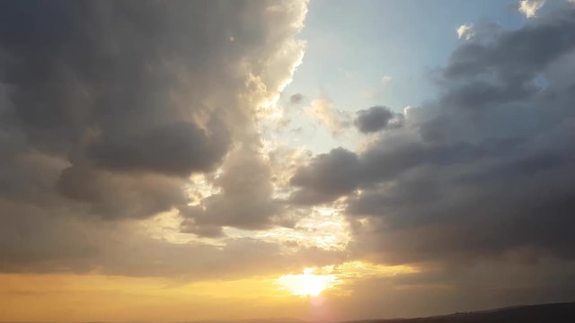 Beautiful Sunset on Huge Valley whit Trees And Big Lake and Mountains.
