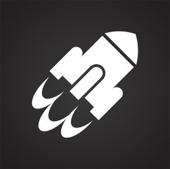 Rocket icon on black background for graphic and web design, Modern simple vector sign. Internet concept. Trendy symbol for website design web button or mobile app