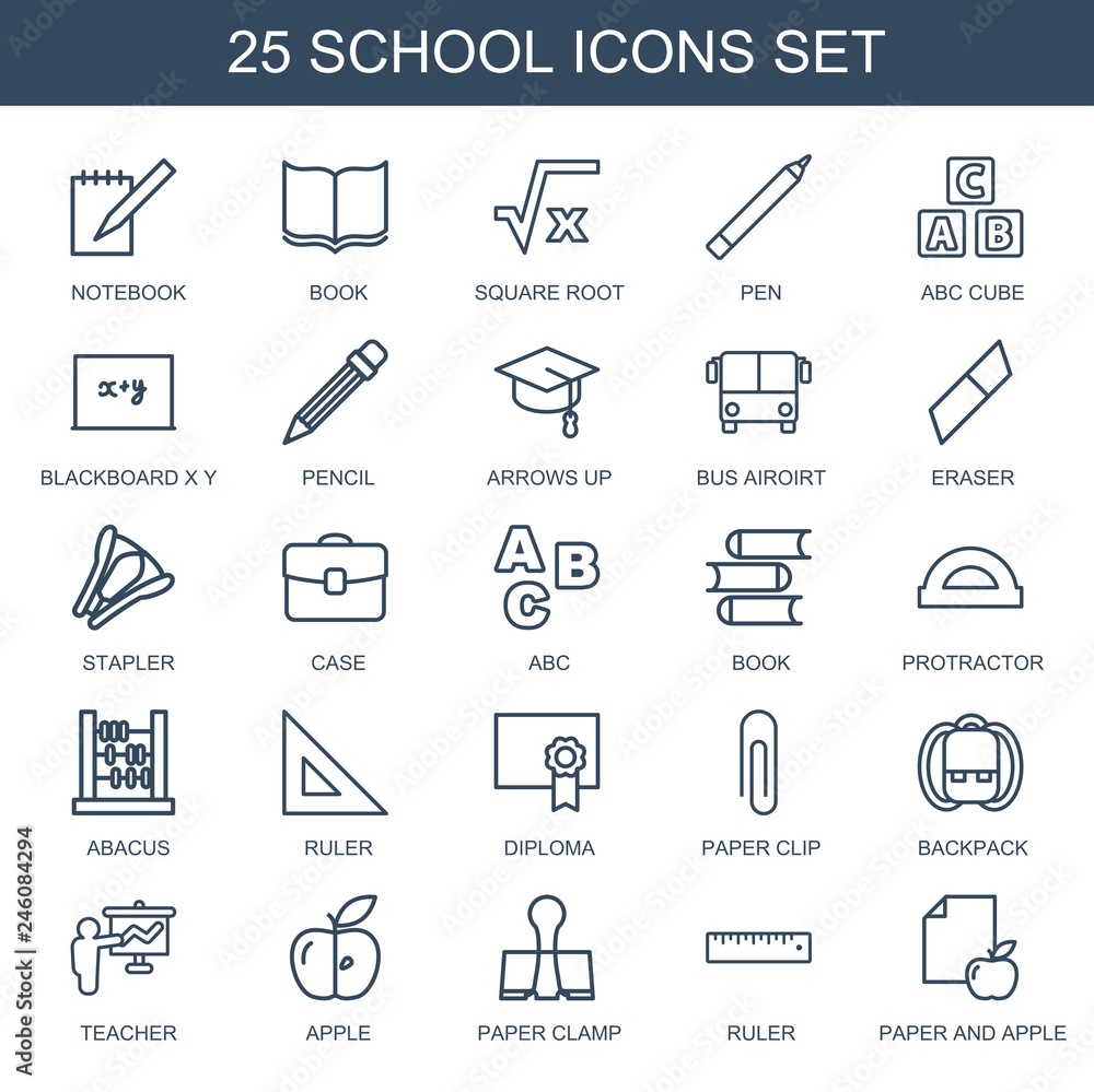 Sticker school icons