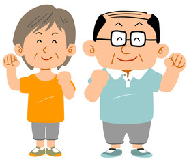 スポーツウェアを着たシニアの夫婦
