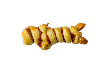 Mummy sausage on white background
