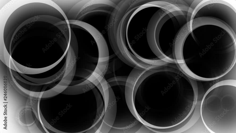 Poster appearance and disappearance of black and white circles from the center to fill all screen for use i