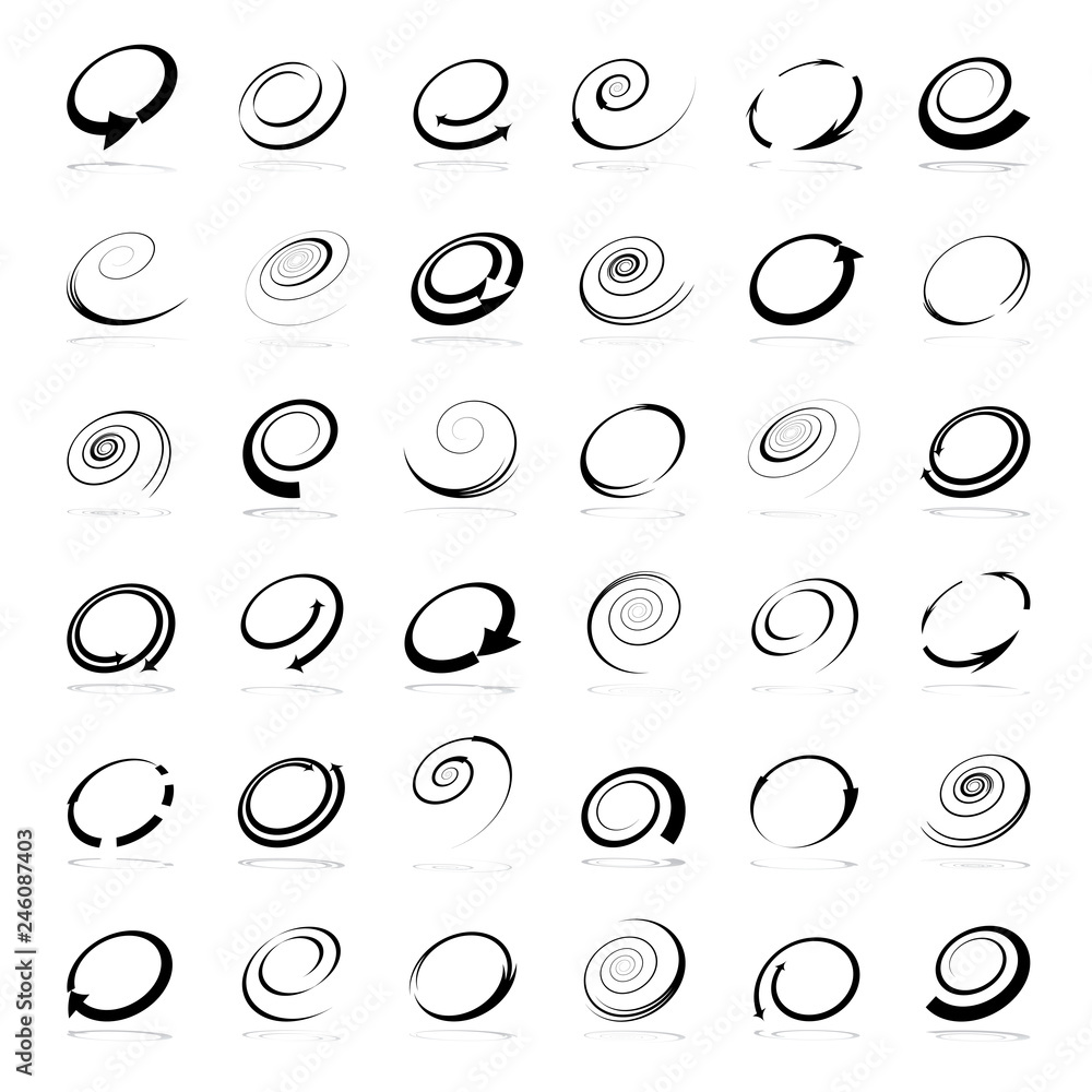 Wall mural spiral design elements. abstract icons set.