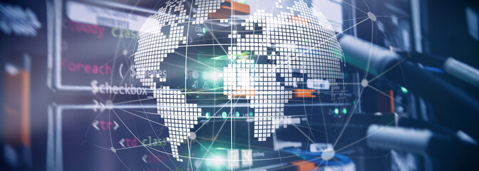 3D Earth as telecommunication and internet technology concept.