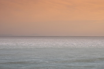 Cold ice landscape with frozen sea to the horizon.