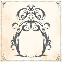 Vector doodle sketch hand drawn  frame border template for greeting card or wedding invitation on vintage paper background