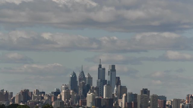 Time Lapse of Philadelphia Skyline with Clouds and Weather