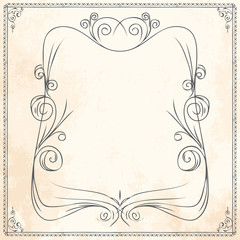 Vector doodle sketch hand drawn  frame border template for greeting card or wedding invitation on vintage paper background